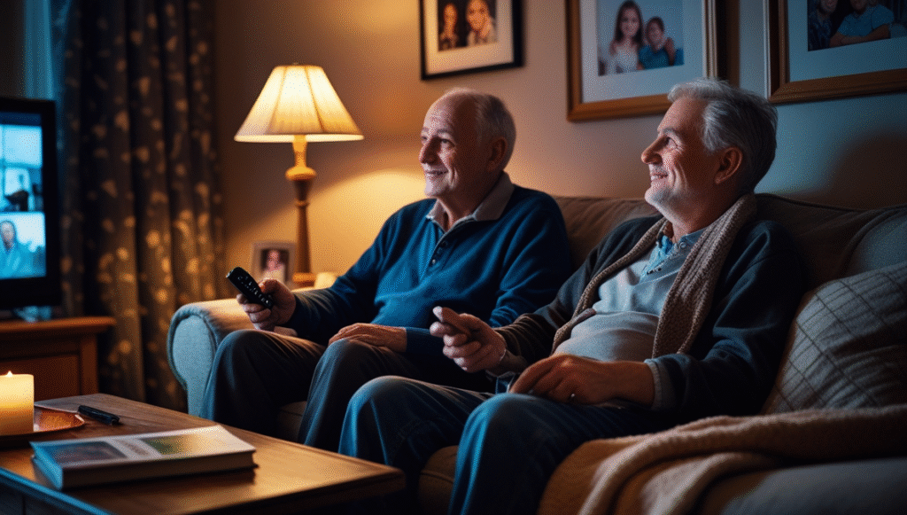 Elderly couple relaxing in the evening
